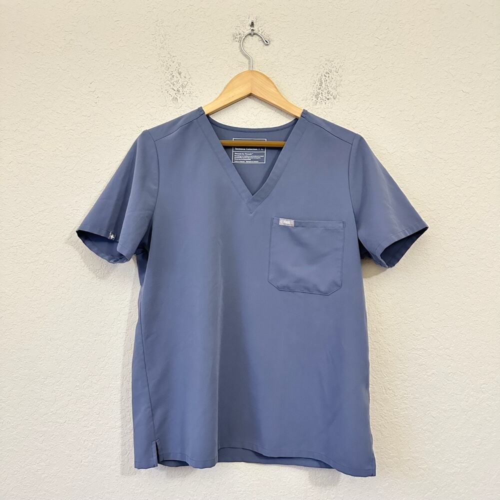 FIGS Catarina One Pocket Scrub Top Slate Blue Medical Nurse Uniform
